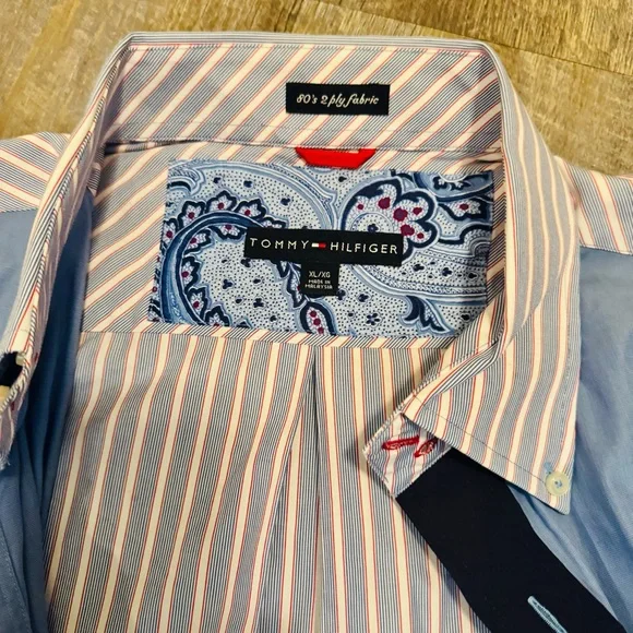 Tommy Hilfiger Patchwork Button Down Shirt XL 80s 2 Ply Fabric Striped Paisley - Picture 3 of 16